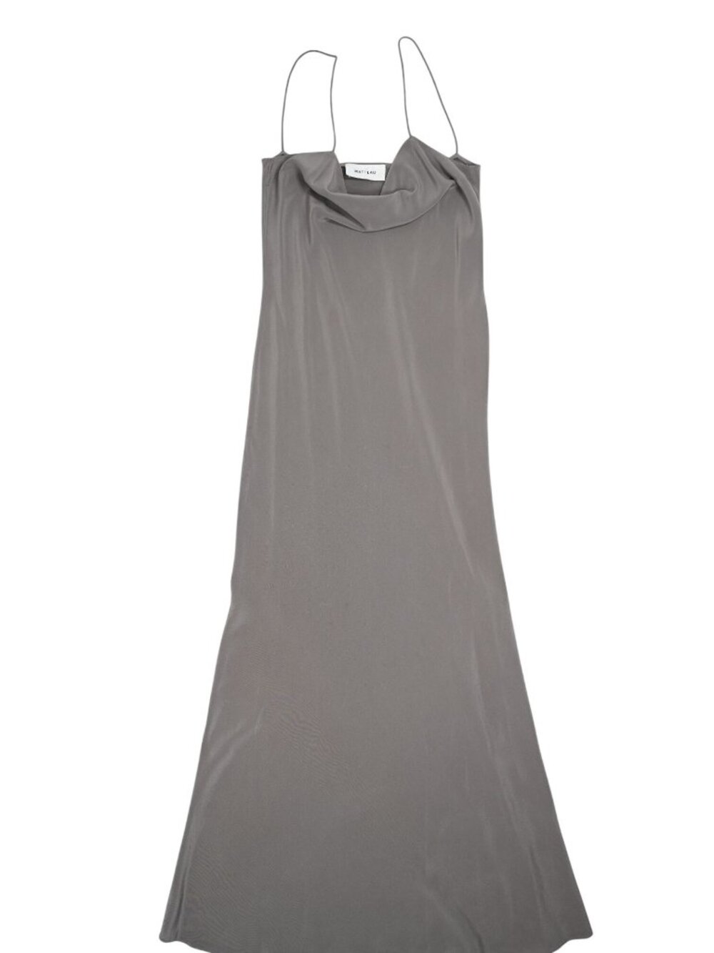 Matteau Square Slip Silk Cowl Neck Dress in Grey